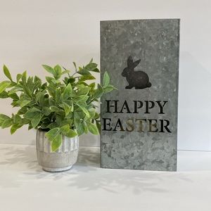 Shabby Chic Farmhouse Galvanized Metal Happy Easter Candle Holder. Brand New!